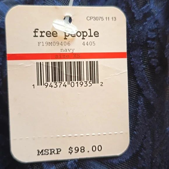 NWT, Free People ONE, Adella Burnout Lace Slip Mini Dress, Navy, XS - Picture 14 of 15